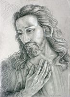 Jezus miłosierny - rysunek ołówkiem